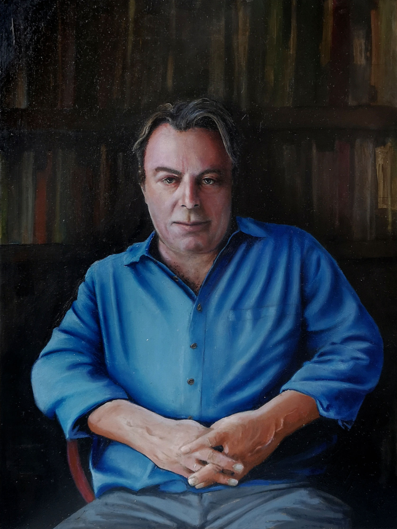 Christopher Hitchens  ^ 30x40 cm - Oil on panel ^ 2019 - for sale 1.000€