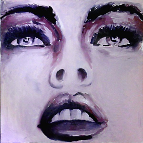 Misty eyed Megan  ^ 90x90 cm - Oil on canvas ^ 2012 - for sale 2.500€