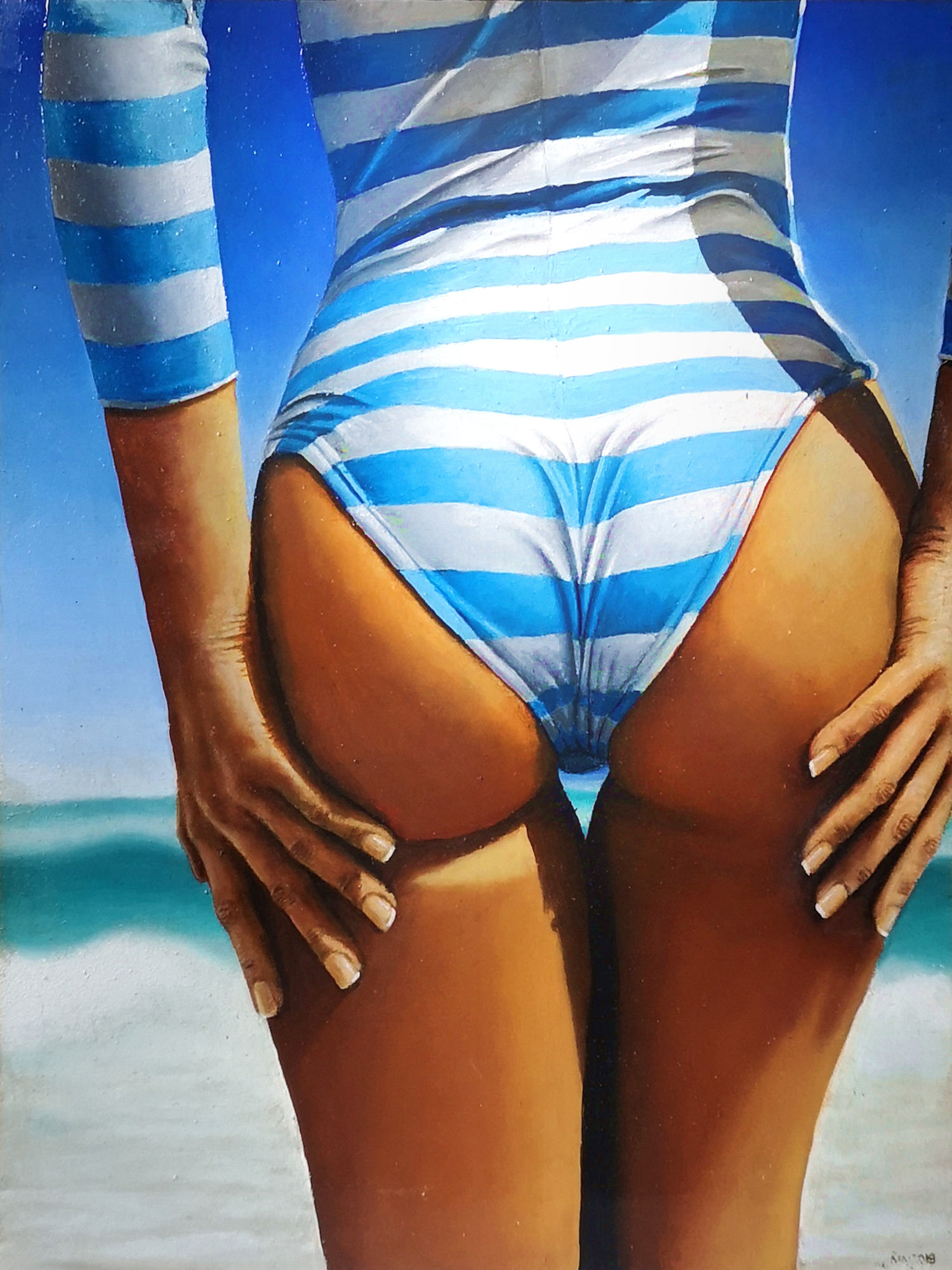 Booty in blue  ^ 18x24 cm - Oil on panel ^ 2019 - for sale 800€	